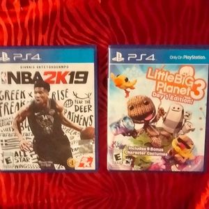 2 PS4 Games NBA2K19 (basketball) & Little Big Planet3 Day 1 Edition